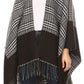 Sakkas Avi Women's Reversible Open Front Poncho Cardigan Ruana Cape Shawl W/Fringe