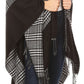 Sakkas Avi Women's Reversible Open Front Poncho Cardigan Ruana Cape Shawl W/Fringe