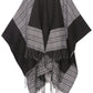 Sakkas Avi Women's Reversible Open Front Poncho Cardigan Ruana Cape Shawl W/Fringe