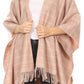 Sakkas Avi Women's Reversible Open Front Poncho Cardigan Ruana Cape Shawl W/Fringe
