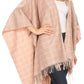 Sakkas Avi Women's Reversible Open Front Poncho Cardigan Ruana Cape Shawl W/Fringe