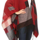 Sakkas Avi Women's Reversible Open Front Poncho Cardigan Ruana Cape Shawl W/Fringe