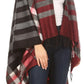 Sakkas Avi Women's Reversible Open Front Poncho Cardigan Ruana Cape Shawl W/Fringe