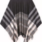 Sakkas Avi Women's Reversible Open Front Poncho Cardigan Ruana Cape Shawl W/Fringe