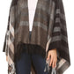 Sakkas Avi Women's Reversible Open Front Poncho Cardigan Ruana Cape Shawl W/Fringe