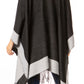 Sakkas Avi Women's Reversible Open Front Poncho Cardigan Ruana Cape Shawl W/Fringe