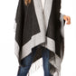 Sakkas Avi Women's Reversible Open Front Poncho Cardigan Ruana Cape Shawl W/Fringe
