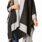 Sakkas Avi Women's Reversible Open Front Poncho Cardigan Ruana Cape Shawl W/Fringe