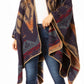 Sakkas Lupe Womens Reversible Poncho Wrap Cape Shawl Sweater Coat Cardigan Pattern