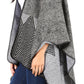 Sakkas Lupe Womens Reversible Poncho Wrap Cape Shawl Sweater Coat Cardigan Pattern