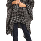 Sakkas Lupe Womens Reversible Poncho Wrap Cape Shawl Sweater Coat Cardigan Pattern