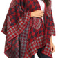 Sakkas Lupe Womens Reversible Poncho Wrap Cape Shawl Sweater Coat Cardigan Pattern