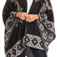 Sakkas Lupe Womens Reversible Poncho Wrap Cape Shawl Sweater Coat Cardigan Pattern