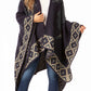 Sakkas Lupe Womens Reversible Poncho Wrap Cape Shawl Sweater Coat Cardigan Pattern