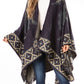 Sakkas Lupe Womens Reversible Poncho Wrap Cape Shawl Sweater Coat Cardigan Pattern