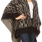 Sakkas Lupe Womens Reversible Poncho Wrap Cape Shawl Sweater Coat Cardigan Pattern