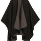 Sakkas Mari Women's Reversible Large Poncho Shawl Wrap Scarf Cape Ruana Blanket