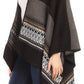 Sakkas Mari Women's Reversible Large Poncho Shawl Wrap Scarf Cape Ruana Blanket