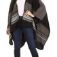 Sakkas Mari Women's Reversible Large Poncho Shawl Wrap Scarf Cape Ruana Blanket