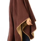 Sakkas Mari Women's Reversible Large Poncho Shawl Wrap Scarf Cape Ruana Blanket