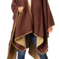 Sakkas Mari Women's Reversible Large Poncho Shawl Wrap Scarf Cape Ruana Blanket