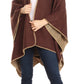 Sakkas Mari Women's Reversible Large Poncho Shawl Wrap Scarf Cape Ruana Blanket