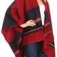 Sakkas Mari Women's Reversible Large Poncho Shawl Wrap Scarf Cape Ruana Blanket