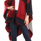 Sakkas Mari Women's Reversible Large Poncho Shawl Wrap Scarf Cape Ruana Blanket