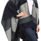 Sakkas Mari Women's Reversible Large Poncho Shawl Wrap Scarf Cape Ruana Blanket