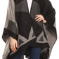 Sakkas Mari Women's Reversible Large Poncho Shawl Wrap Scarf Cape Ruana Blanket