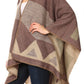 Sakkas Mari Women's Reversible Large Poncho Shawl Wrap Scarf Cape Ruana Blanket