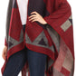 Sakkas Mari Women's Reversible Large Poncho Shawl Wrap Scarf Cape Ruana Blanket