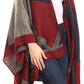 Sakkas Mari Women's Reversible Large Poncho Shawl Wrap Scarf Cape Ruana Blanket