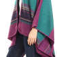 Sakkas Mari Women's Reversible Large Poncho Shawl Wrap Scarf Cape Ruana Blanket
