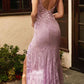 Cinderella Divine CD967 Long Fitted Lace Applique Sheath Gown