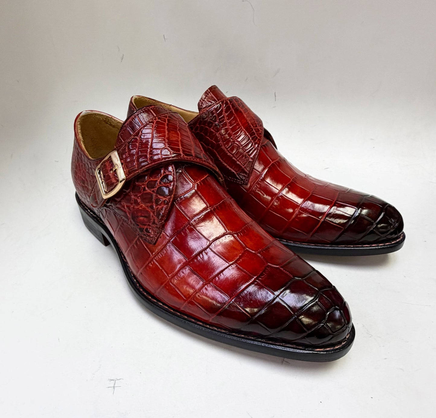Maurice Charlotte Alligator Monkstrap - Borgoña
