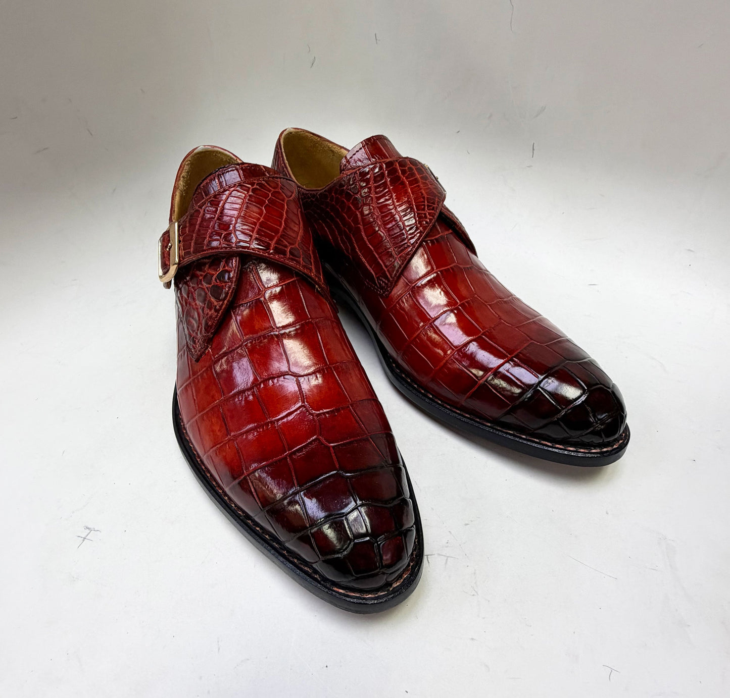 Maurice Charlotte Alligator Monkstrap - Borgoña