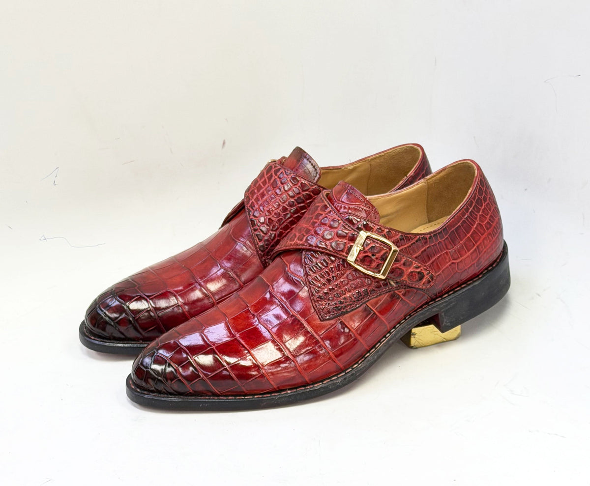 Maurice Charlotte Alligator Monkstrap - Borgoña