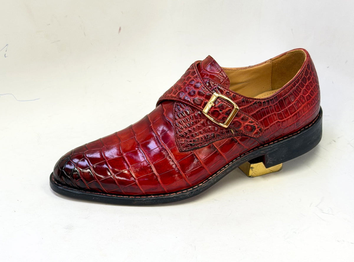 Maurice Charlotte Alligator Monkstrap - Borgoña