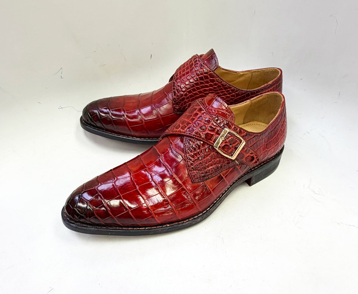 Maurice Charlotte Alligator Monkstrap - Borgoña