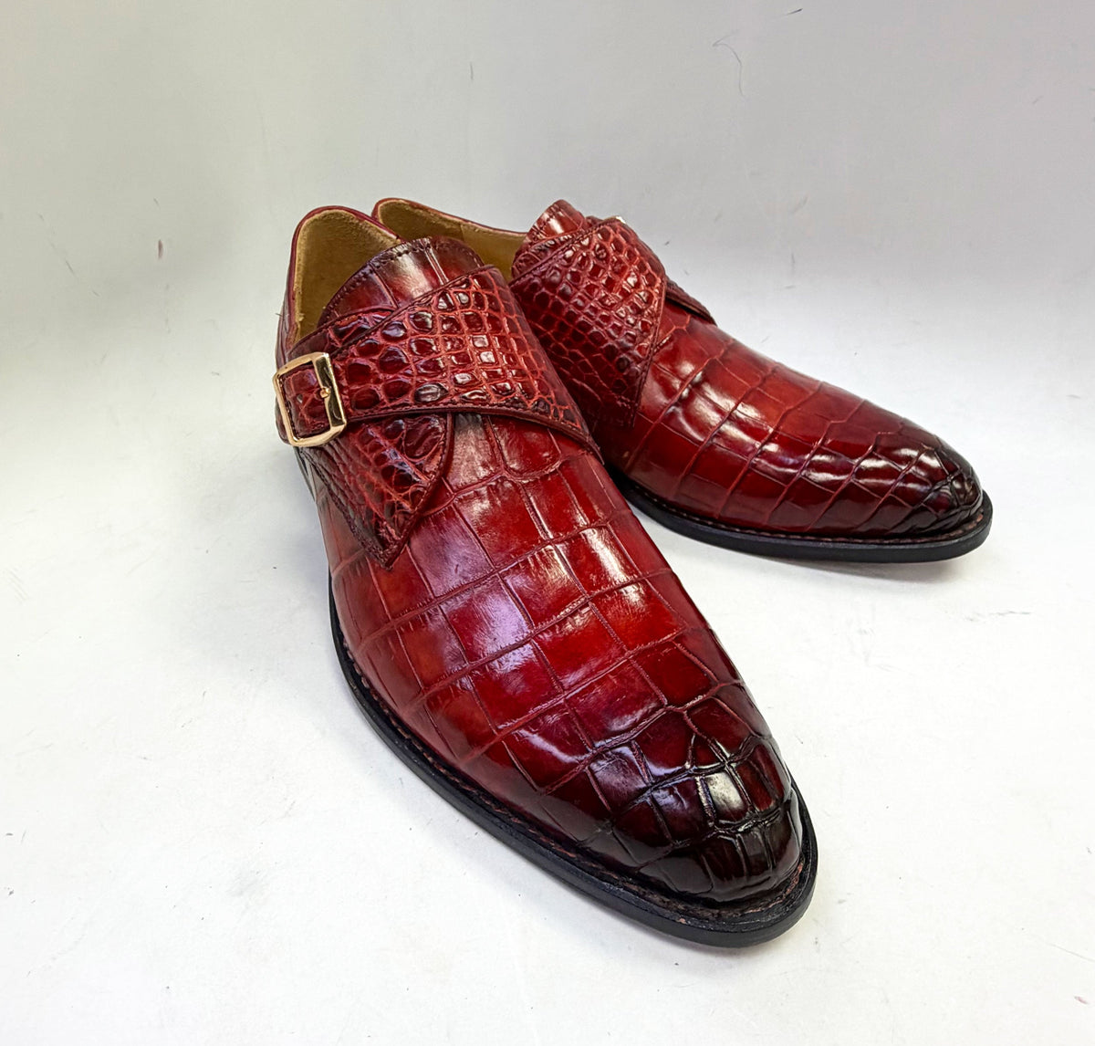 Maurice Charlotte Alligator Monkstrap - Borgoña