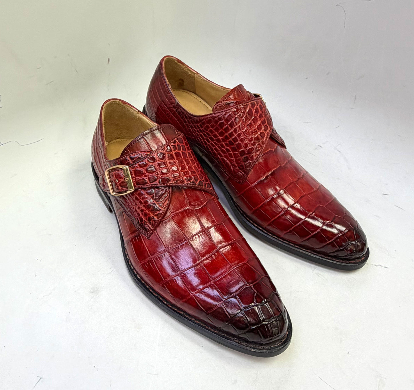 Maurice Charlotte Alligator Monkstrap - Borgoña
