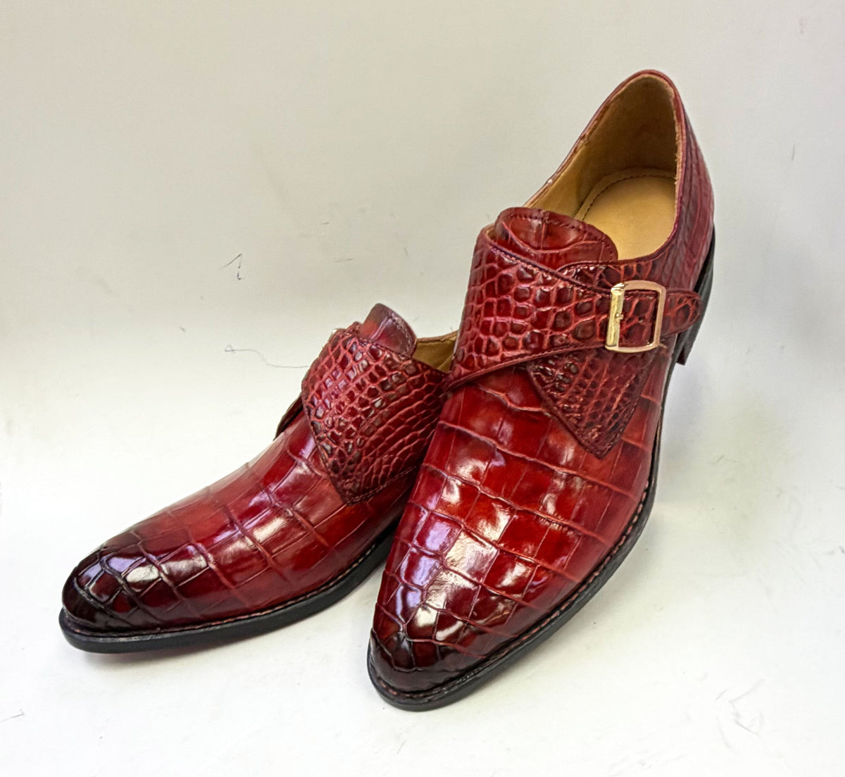 Maurice Charlotte Alligator Monkstrap - Borgoña