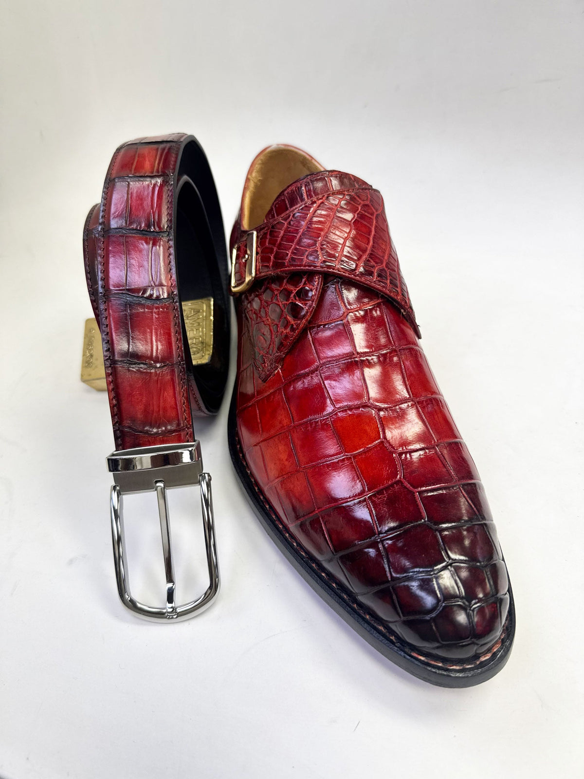 Maurice Charlotte Alligator Monkstrap - Borgoña