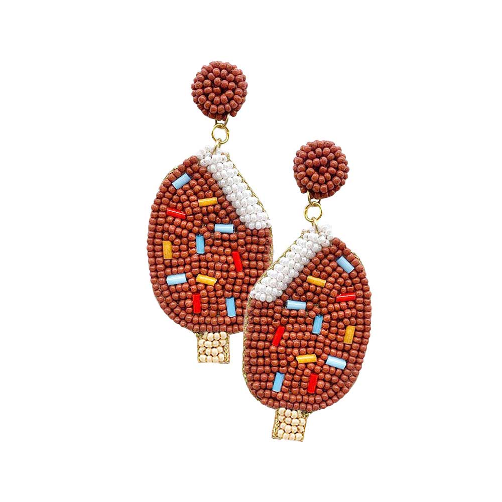 Felt Back Seed Beaded Popsicle Dangle Earrings