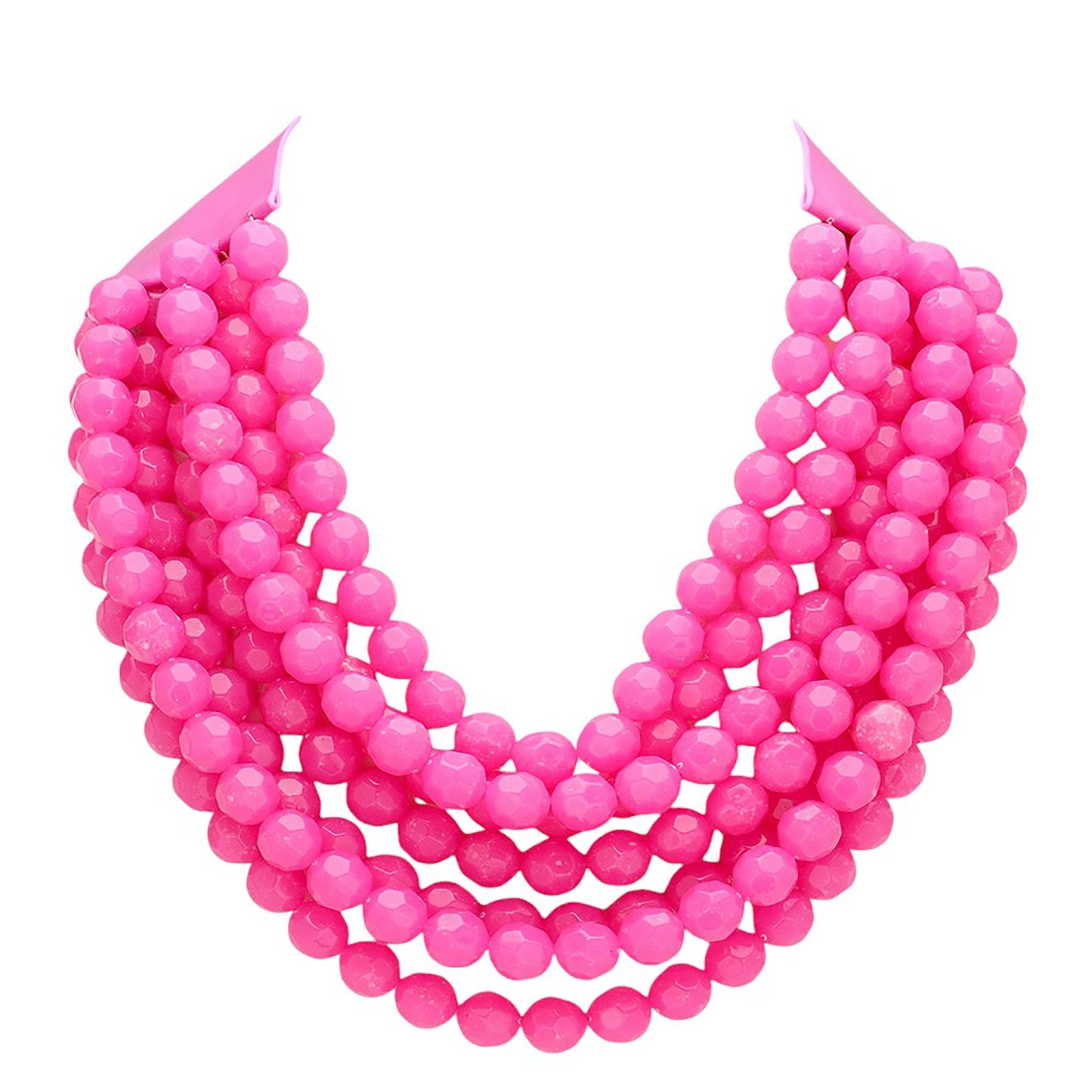 Women's Chunky Multi-Strand Beaded Statement Necklace with Magnetic Clasp