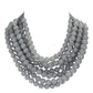 Women's Chunky Multi-Strand Beaded Statement Necklace with Magnetic Clasp