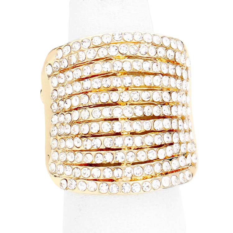 Rhinestone Pave Multi Row Stretch Ring