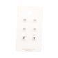 3Pairs - CZ Heart Round Stud Earrings Set