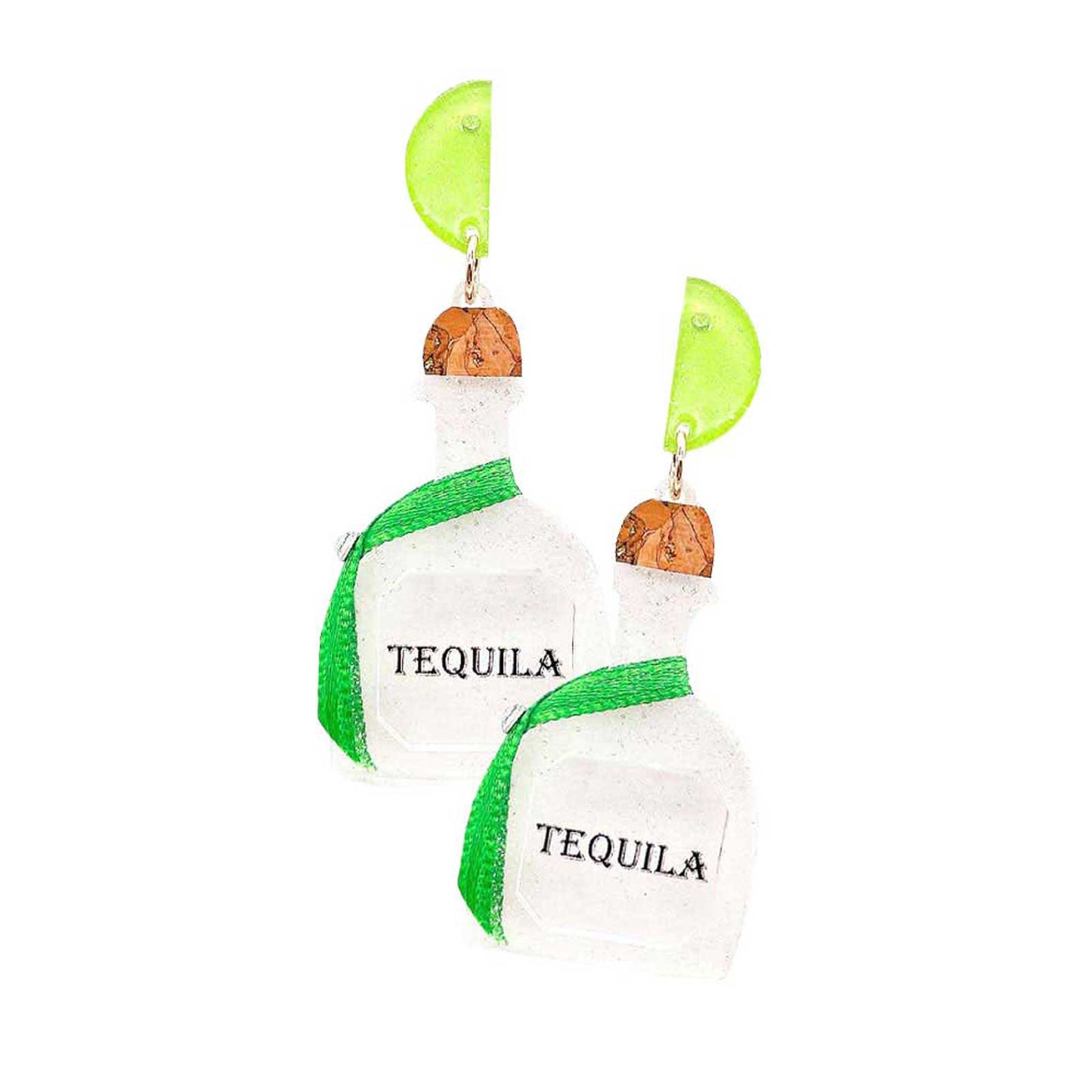 Glittered Resin Tequila Dangle Earrings